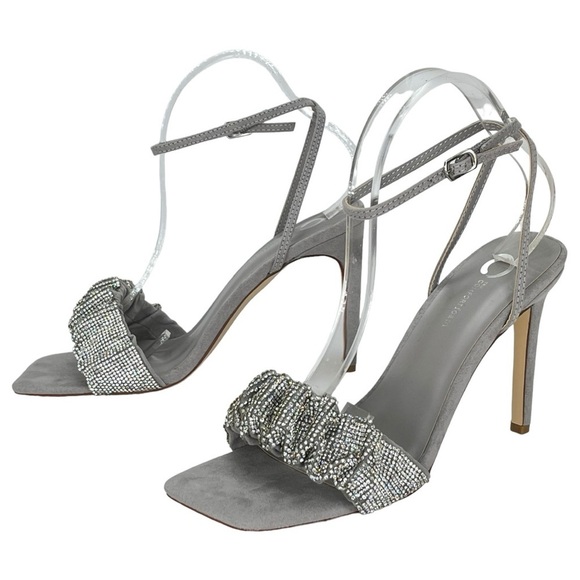 Journee Collection Arlette Grey Microfiber Rhinestone Womens Heels Size 9.5M - Picture 9 of 13